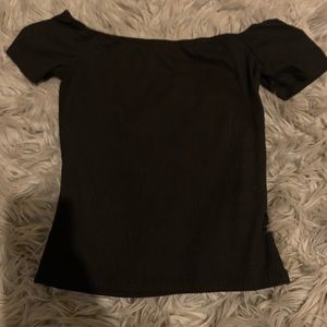 Cute black shoulder less crop top.